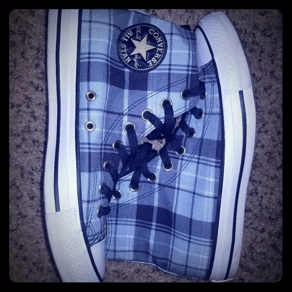 Gray Plaid High-Top Converse